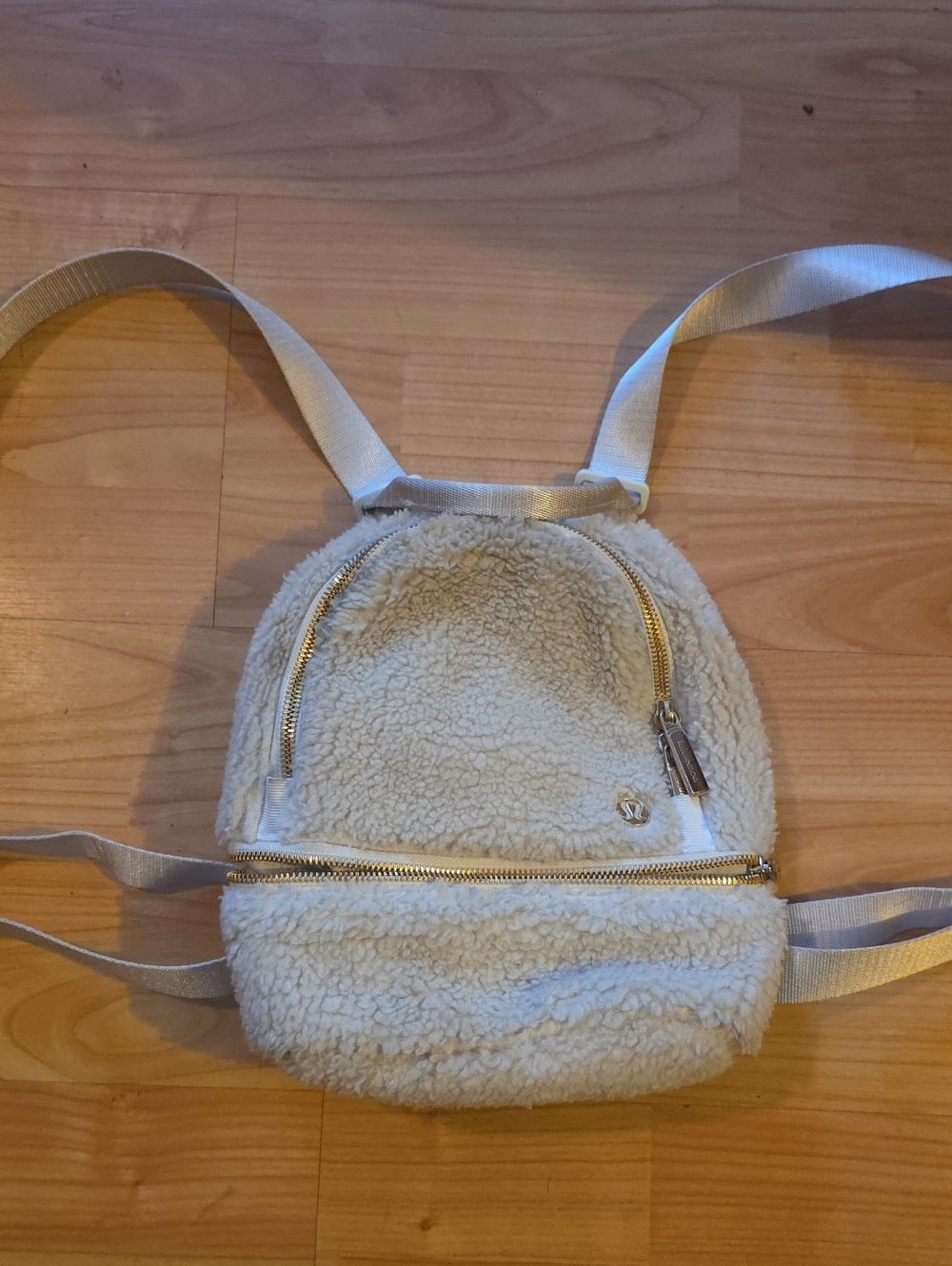 Lulu Lemon Cream Sherpa Mini Backpack - Soft Faux Shearling Carry Bag